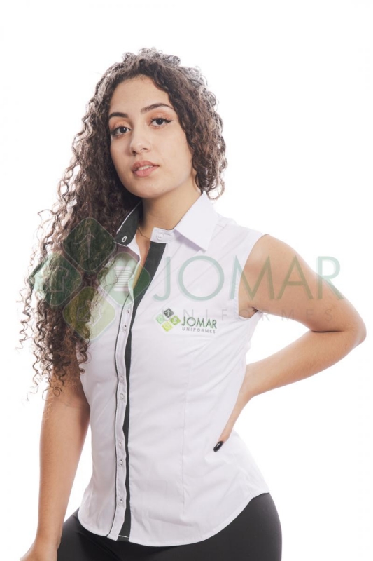 Camisa social feminina sem manga